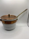 Vintage Apilco Porcelaine Saucepan Copper Brass Handle France 6" Cookware Pot