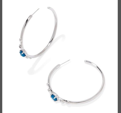 Kendra Scott Faye Hoop Earrings - Silver/Teal Jade Target - Picture 1 of 1