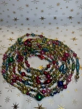 ✨VTG 126” MULTICOLOR MERCURY BLOWN GLASS BEADED CHRISTMAS GARLAND 10.5 FEET✨