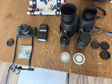 Minolta Maxxum 7000i Film Camera Body 3 Lenses, Lens Filters, Flash, Cases Bags