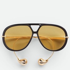 Bottega Veneta BV1273S Sunglasses Black Yellow 63mm | Authentic | Made in Italy