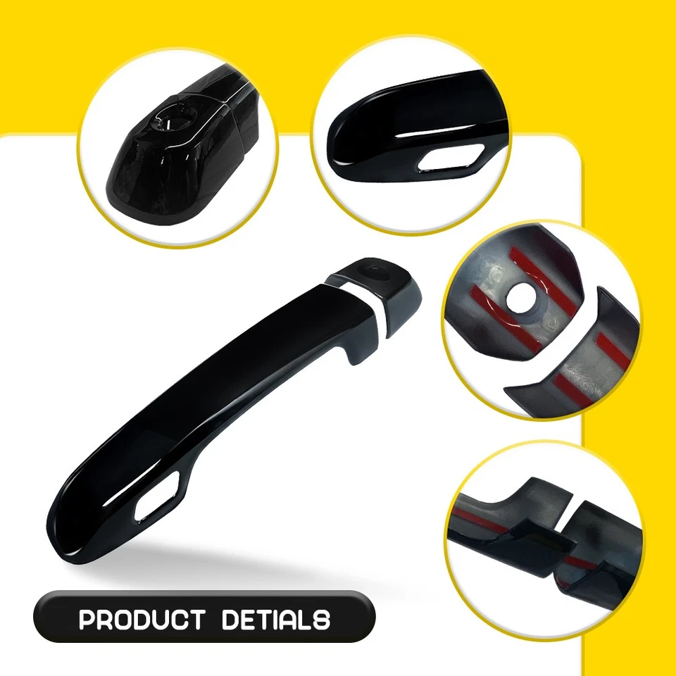 For Lexus GX460 2010-2022 Side Door Handle cover Trim W/ Smart Hole Glossy Black - Image 3 of 4