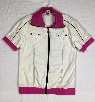 Zumba Fitness Jacket Large White Short Sleeve Stitched Logo *Runs Small