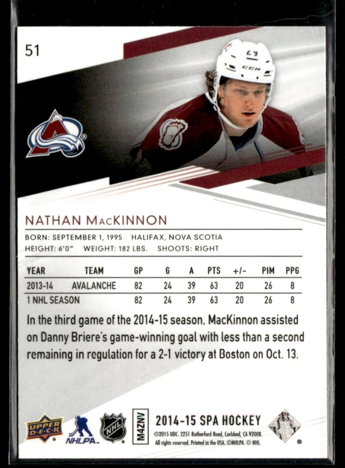 2014-15 SP Authentic Nathan MacKinnon #51 - Image 2 of 2