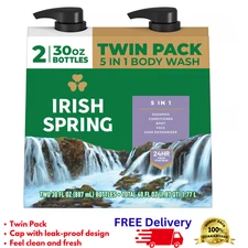 Irish Spring 5-in-1 Men's Body Wash 2-Pack 60oz Total Cool Fresh Pump New