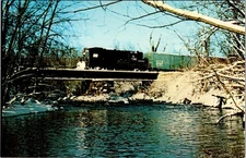 Vintage 1971 Penn Central Train Crossing Housatonic River Lee MA Postcard