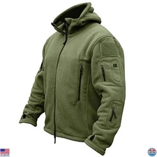 Re Gear Men's Tactical Fleece Hoodie Jacket - Warm Military Style for Outdoors