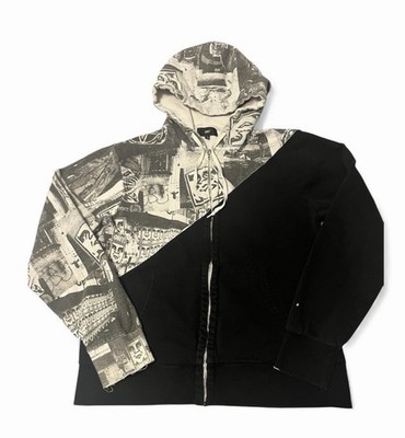 OBEY Vintage 2000s Y2K black and white zip up hoodie size large