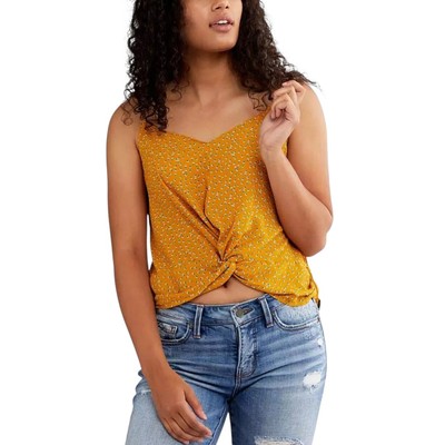 Lush Devon Front Knot Twist Mustard Cami, Small