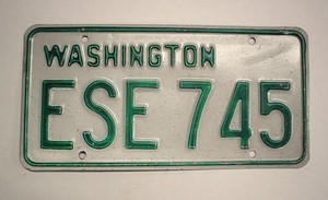 Old 1980's Washington License Plate ESE-745 Embossed Vintage