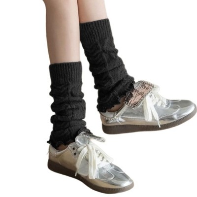 Cable Knitted Leg Covers Warmers Footless Middle Calf Boot Cuffs Socks for Women