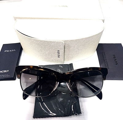 Prada SPR11P 2AU Tortoise Silver Gradient Gray Sunglasses 54-19 145 New Box Case