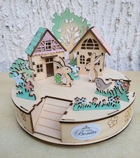 LED Osterhasen Haus mit Deko beleuchtet warmweiss 20cm Ostern Hasen Figuren Holz