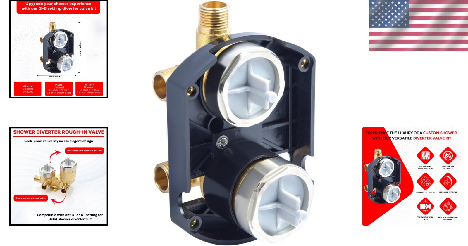Brass Body Integrated Diverter Rough Valve Kit