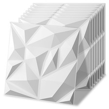 Art3d 20-Pack 3D Decorative PVC Wall Panels White - 11.8"x11.8" Tile