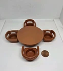 Vintage Fisher Price little people brown kitchen table & 4 chairs