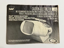 GAF View-Master Rear Screen Projector Original Instructions 1975