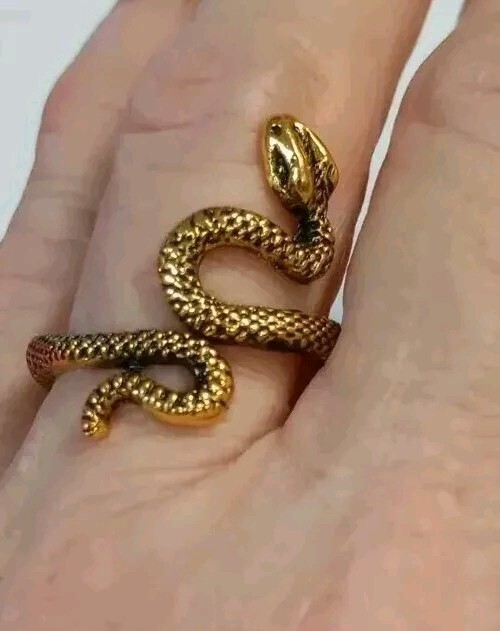 Snake Wrap Ring Cobra Python Gold Tone Goth Punk … - image 2