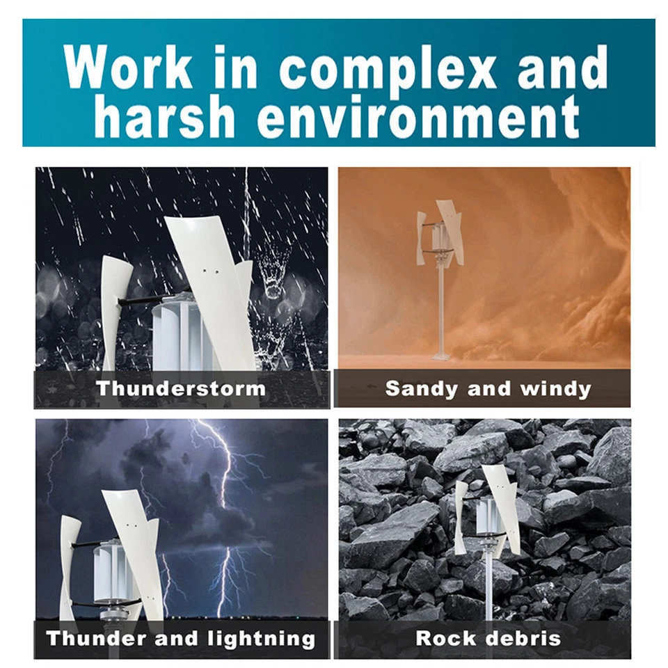 Generador de turbina eólica vertical de 3KW y controlador híbrido MPPT 48V molino de viento eléctrico Foto 3 de 4