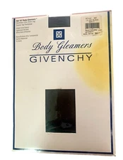 VTG Givenchy Jet Black Pantyhose Body Gleamers Control Top Style 157 Size C