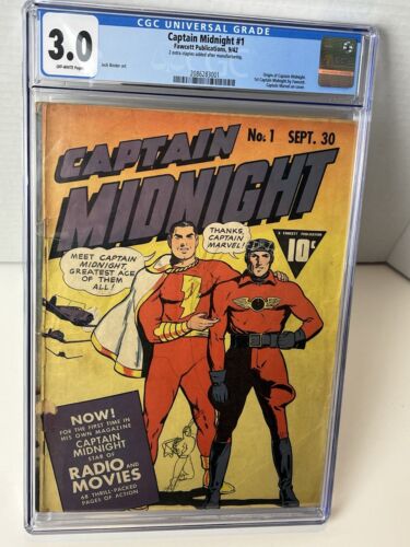 π₯1942 Captain Midnight 1 Cgc 3.0 1st Appearance Golden Age Comics 1 Day Ship!π