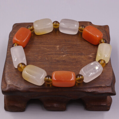 NEW Chinese Jinsi Jade Bracelet 16mm Square Bead Men Bracelet Fit Wrist 16.5cm