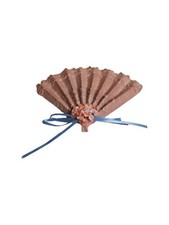 Vintage Mauve Plastic Textured Lace Fan With Silk Flowers  Ribbon