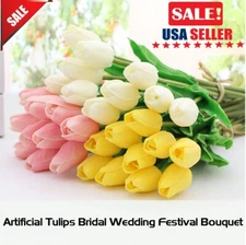 30×  Artificial Lifelike Tulip Flowers Bouquet for Wedding Party Home Decor USA