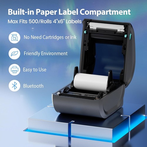 Bluetooth Thermal Label Printer 4x6 - D520BT Thermal Shipping Label Printer - Picture 4 of 7