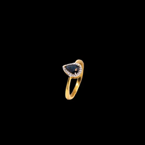 Anillo de promesa de zafiro azul con diamantes pavé natural joyería de plata de ley 925 - Imagen 3 de 6