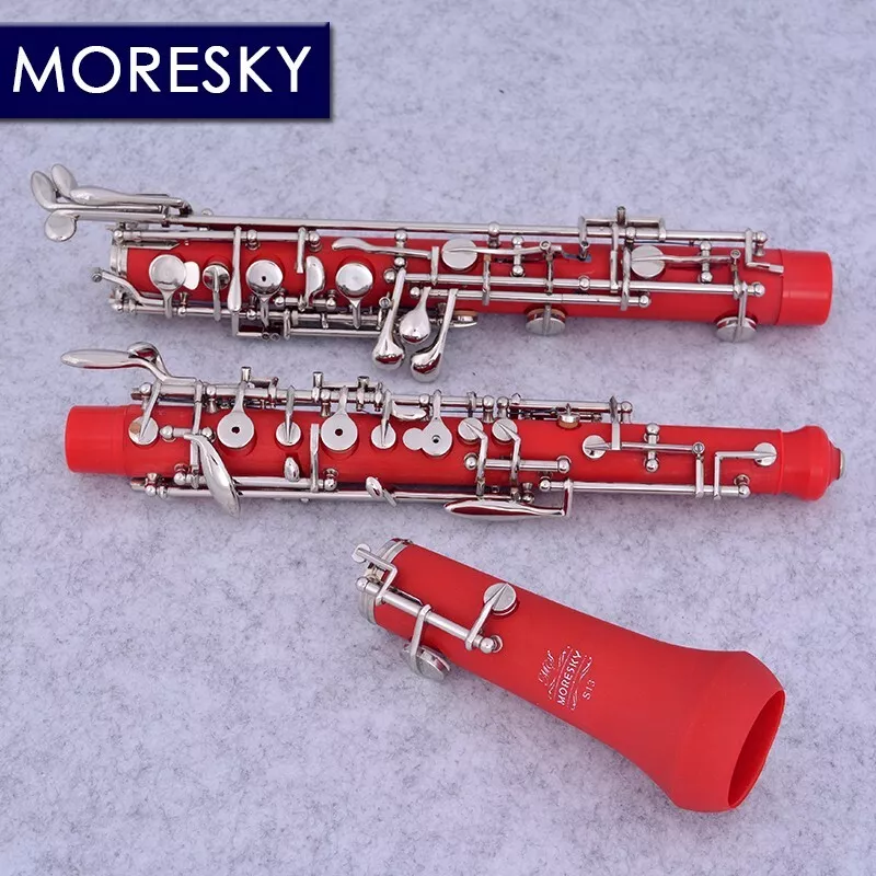 MORESKY C Key Oboe Red ABS Semi Automatic Style Cupronickel Nickel Plate S13