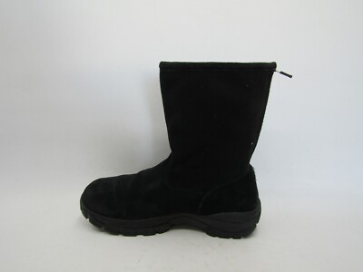 Lands End Mens Size 8 D Black Suede Zip Winter Lined 7.5