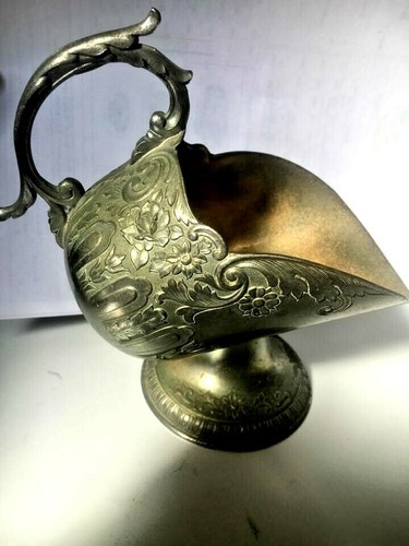 Vintage Silver Plate Sugar Bowl Scuttle Brass Scoop Leonard Japan Candy Dish - Picture 5 of 12