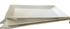 DOWAN Rectangle Serving Platter White Rectangular Serving Plates Set of 3 White