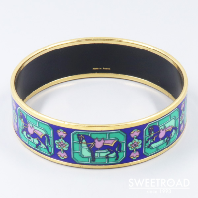 HERMES Enamel GM Cloisonné Bracelet Horse Bangle Multicolor  display picture 3