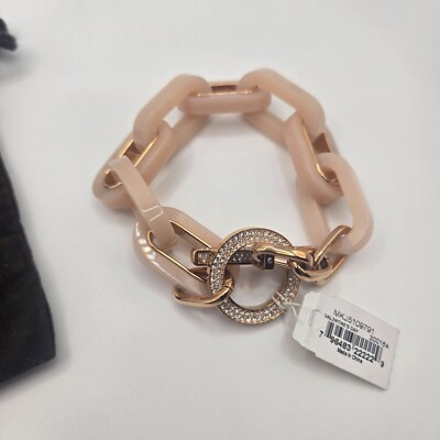 New Michael Kors Rose Gold Acetate Chain Link Toggle Bracelet