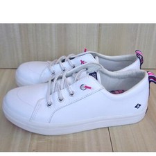 Sperry Top Sider White Leather Low Top Crest Vibe Sneaker Big Kids 4M