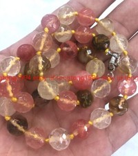 Facettiert 10mm 12mm 14mm Mehrfarbig Turmalin Edelstein Perlen Halskette 45cm