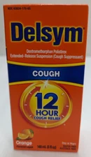 Delsym Adult Cough Suppressant 12 Hour Relief Liquid ORANGE 5 Fl Oz Exp 08/2026