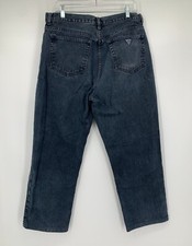 VTG 80s 90s Guess Jeans Denim Sz 36 Dark Wash Loose Fit Straight Leg USA Made