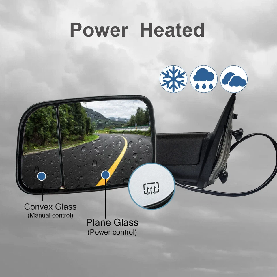 Espejos retrovisores de remolque con señal de giro eléctrica térmica para 09-18 Dodge Ram 1500 2500 3500 700 Foto 2 de 4