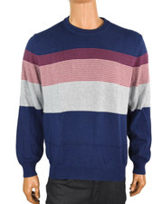 Club Room Mens Sweater New L Blue Gray Red Colorblock Pullover Crew Neck