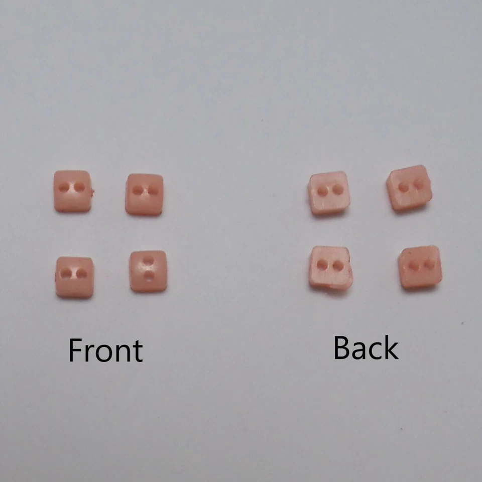 20 Small Pink 2 Hole Square Buttons: Craft Scrapbook Sewing Dolls: 5x5mm: UK - Image 2 of 4