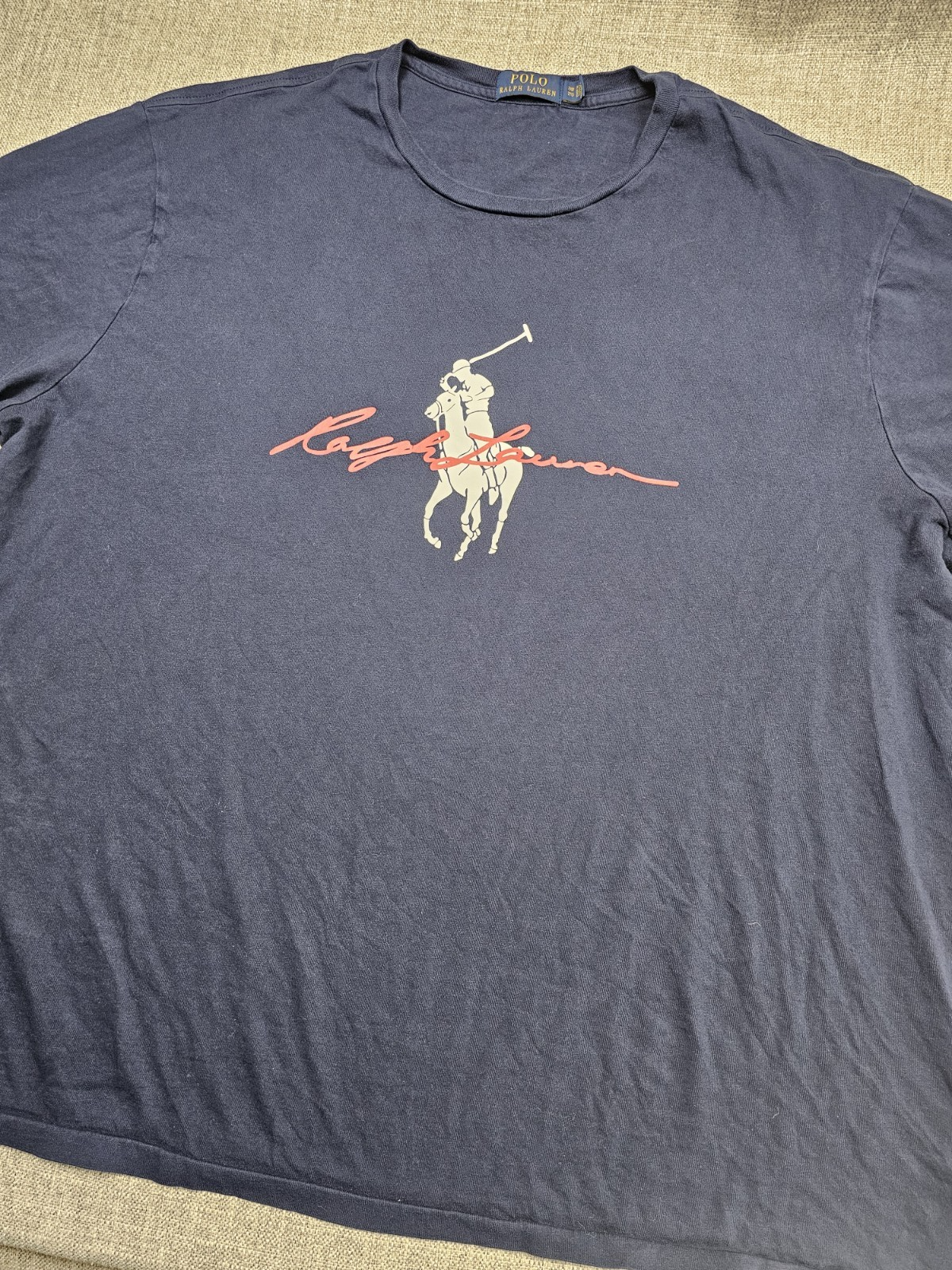 Polo Ralph Lauren camicia uomo 2XB blu grande pony scritta preppy grande alta