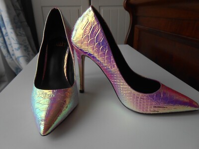 New beautiful Faith Chloe Holographic pink heels size UK