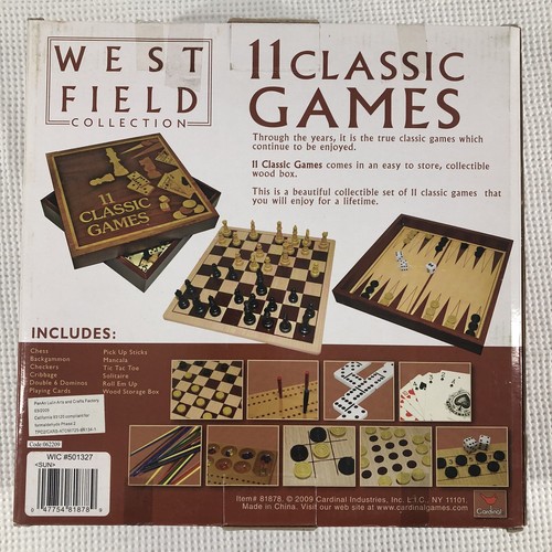 West Field Collection 11 Classic Games Cardinal Chess Checkers & More NEW - Picture 2 of 4