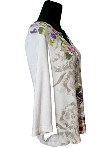 PULLOVER CAMICETTA XL REBECCA MALONE 100% COTONE VERDE MULTICOLORE ROSSO VIOLA ORO - Foto 4 di 14