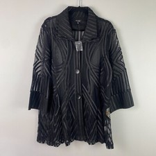 Damee Two Tone Soutache Jacket Size 3x Black Adjustable Collar 3/4 Sleeves Mesh