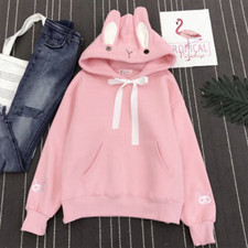 Felpa con cappuccio donna simpatica coniglio coniglietto orecchie pullover invernale casual felpa top