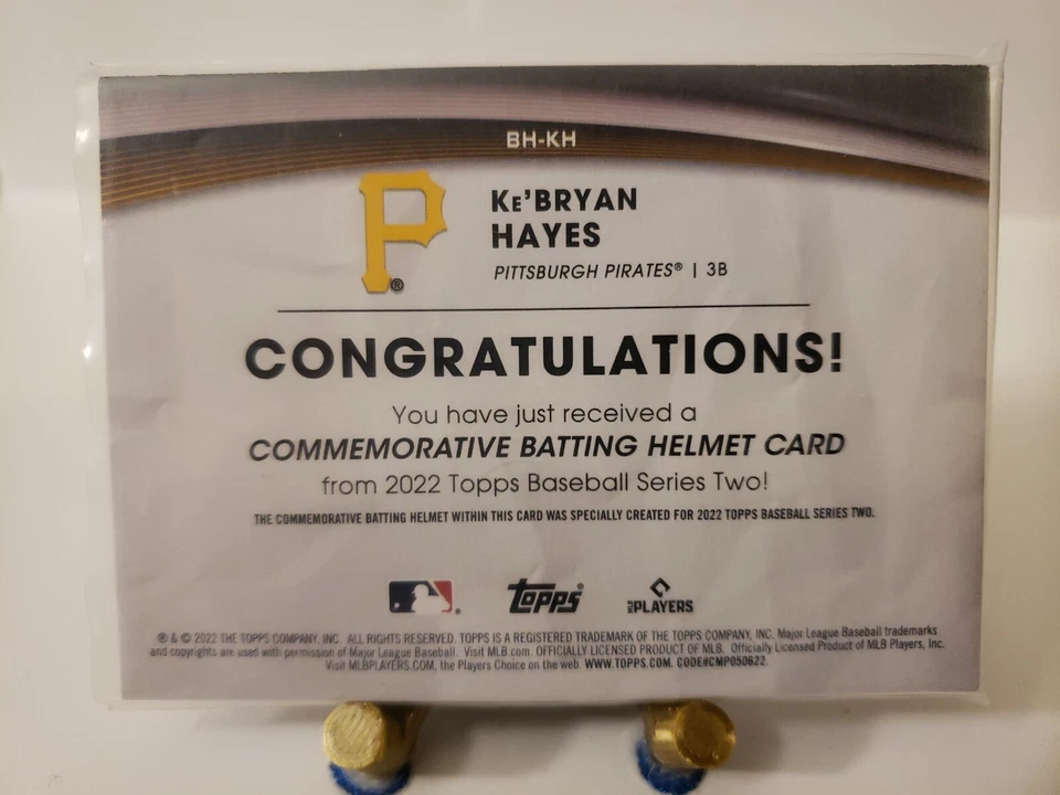 2022 Topps series 2 Ke'Bryan Hayes Batting Helmet Commemorative Relic Pirates - Image 2 of 2
